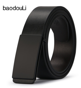 The young man's belt buckle belt smooth leather belts PU Korean tide students leisure plate buckle