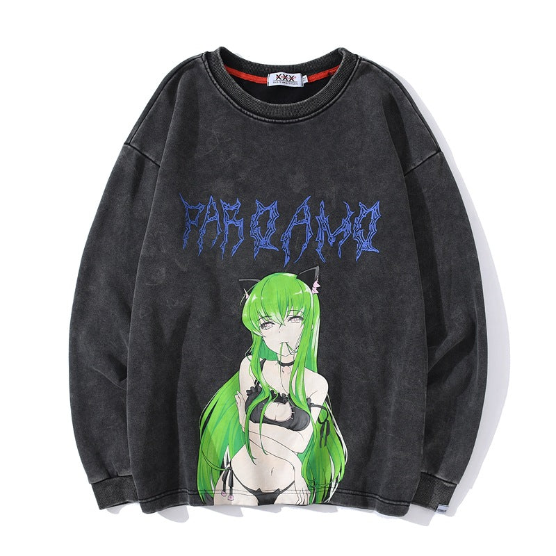 Printed thin sweatshirt