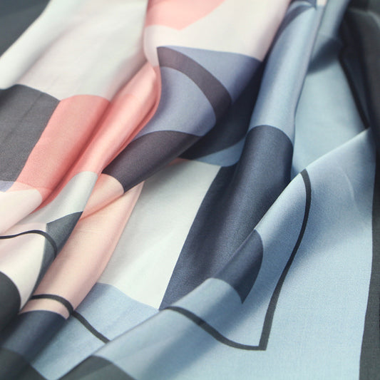 Imitated Silk Scarves Geometric Printed Shawl For Women