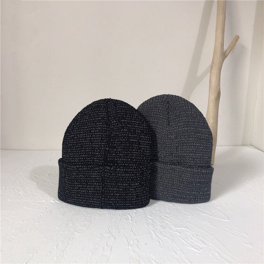 Autumn And Winter Hats Men And Women Trendy Reflective Knitted Hats