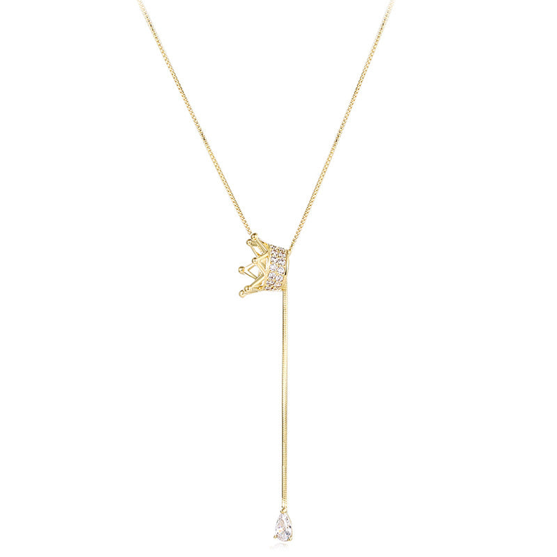 Exquisite Crown Necklaceclavicle Chain Light Luxury Design Pendant For Women