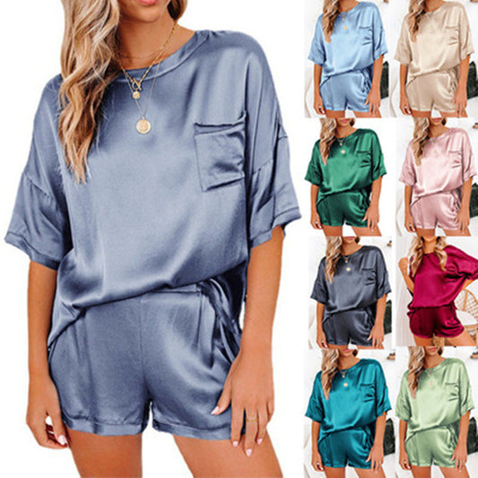 Pajama Set Short Sleeve Sleepwear Women Home Clothing