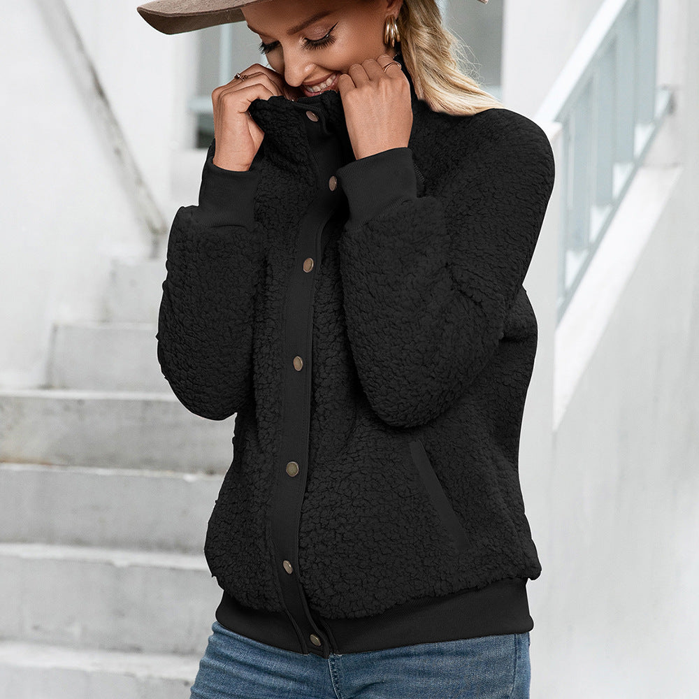 Chaqueta tipo cárdigan de felpa Chaqueta de felpa de doble cara Top Mujer