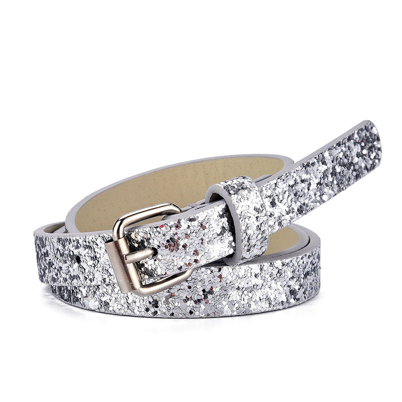 Ladies Kids Belts Heart Glitter Jeans Cropped