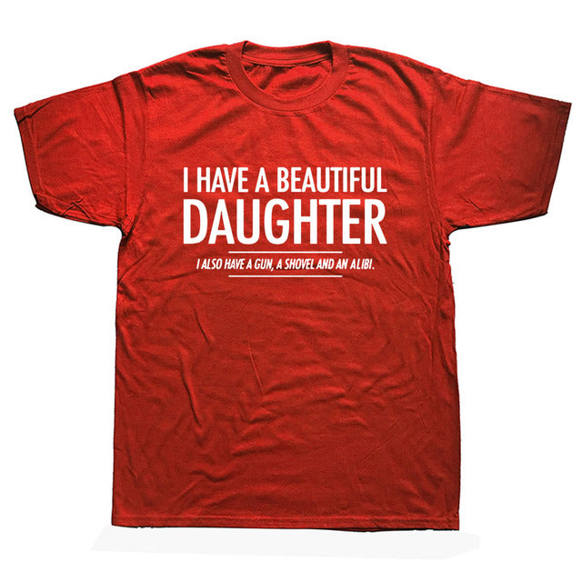 Camiseta con eslogan divertido para hombre hija hermosa