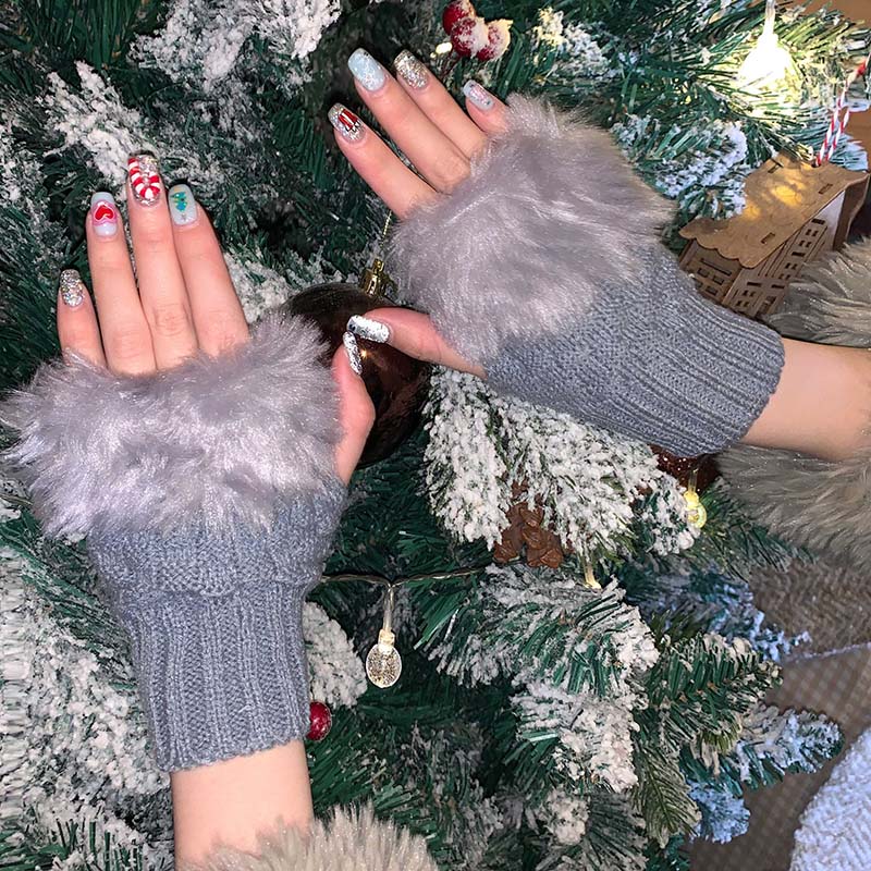 Wool Knit Gloves Sleeves Sweet Warm Versatile Wool Gloves women