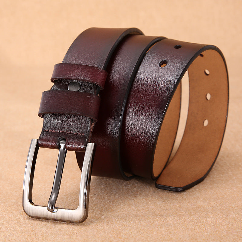 Men's Pin Buckle Belt Trend Casual Retro Lengthened Pure Cowhide