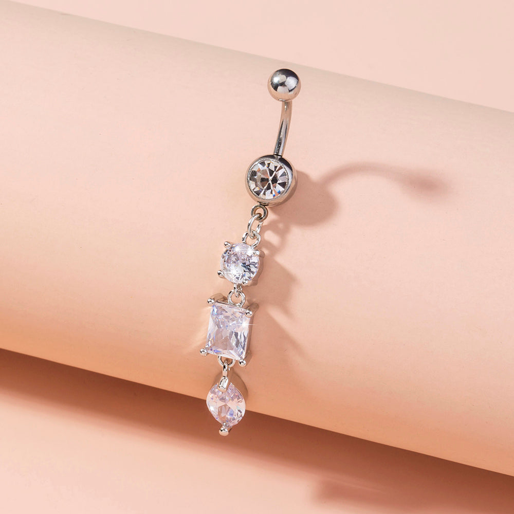 Shining Zircon Long Navel Body Piercing Jewelry For Women