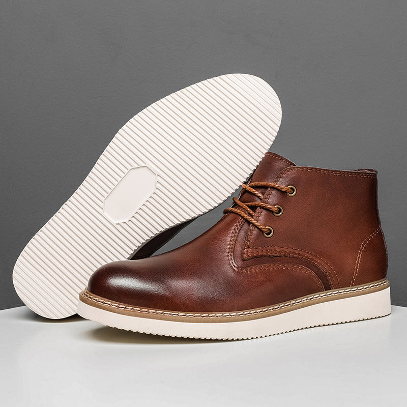 Botas cortas para hombre de piel de vaca de primera capa Caballero