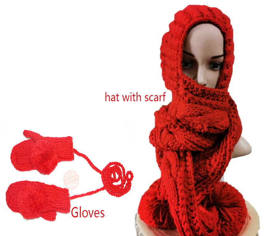 Knitting Bib Hat Women Scarves Hat