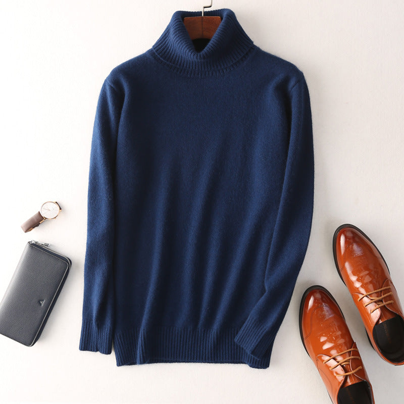 Suéter de cachemira con cuello alto de otoño e invierno para hombre