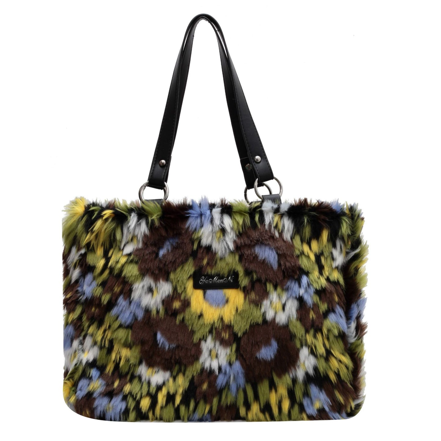 Bolsos de felpa de invierno para mujer, bolso de hombro con flores
