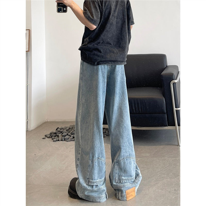 All-match High-grade Washed Wide Leg Retro Trousers