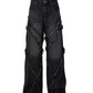 Burrs Tassels Patchwork Design Wide Leg Jeans
