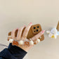 Ins Khaki Bear Bead Bracelet Soft Phone Case