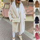 Lapel Lamb Fleece Coat With Pockets Faux Fur Coat Winter Warm Thickening Long Windbreaker Women's Clothing