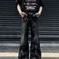 Double Zipper Slightly Flared Jeans Loose-fitting Wide-leg Trousers