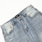 Distressed Wash Wide-leg Jeans Retro