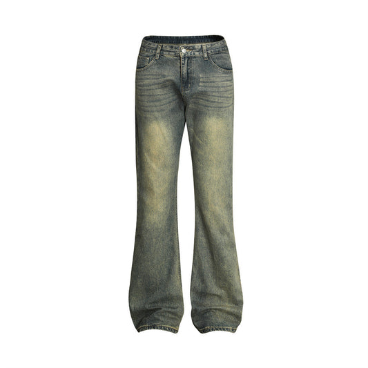 Vintage Men's Loose Yellow Mud Dyed Jeans