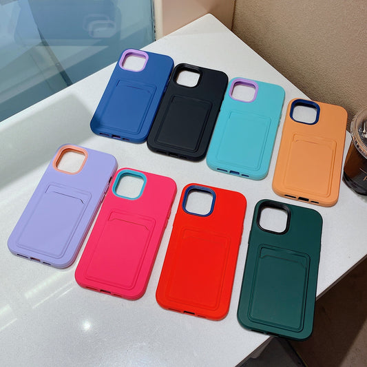 Compatible with Apple , Two-color Card Case Liquid Skin Feel Case