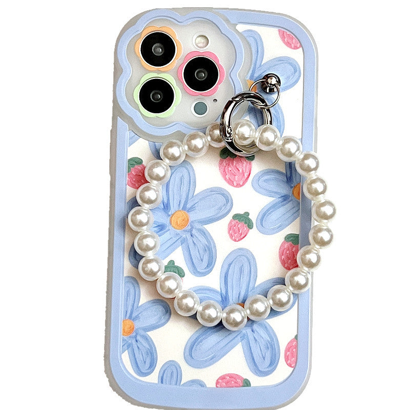 Blue Flower Pearl Mobile Phone Case