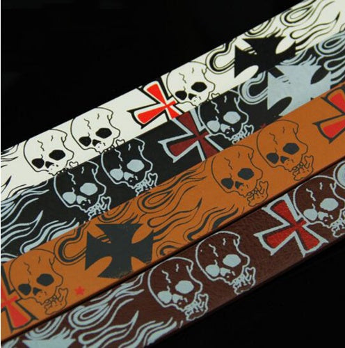 Funky Skull Print Leather Belt