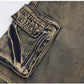 Retro Large Workwear With Pocket Wide Leg Jeans