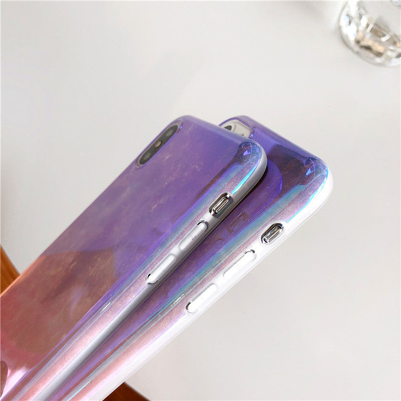 Compatible with Apple , Cold Wind Shiny Powder Silicone Trendy Female Phone Case