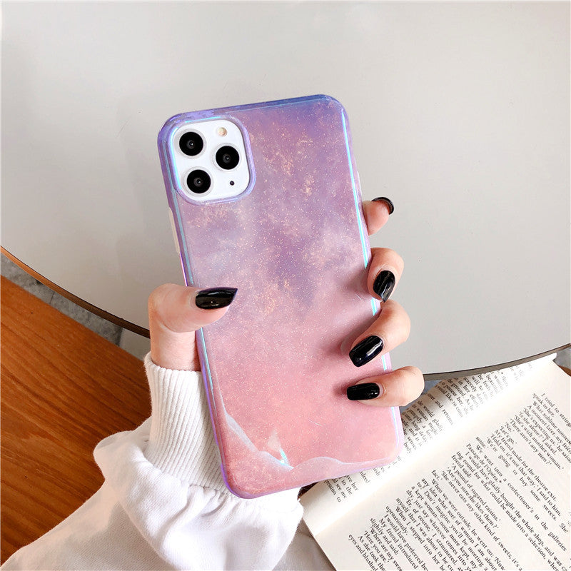 Compatible with Apple , Cold Wind Shiny Powder Silicone Trendy Female Phone Case