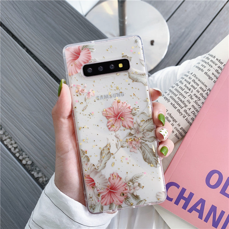 Gold foil flower mobile phone case