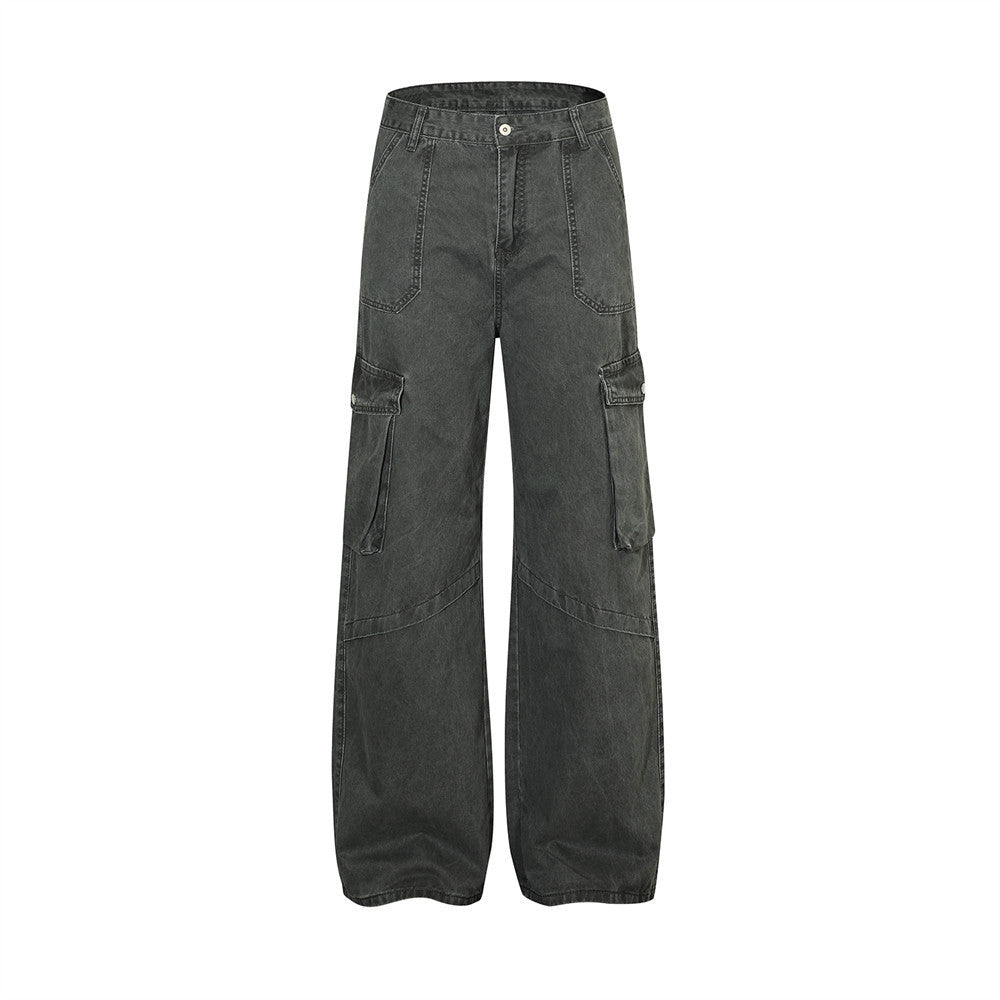 Punk Distressed Washed Denim Overalls Men's Retro
