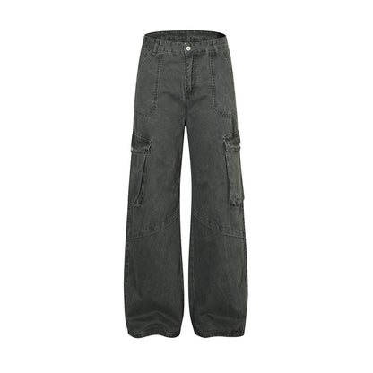 Punk Distressed Washed Denim Overalls Men's Retro
