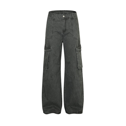 Punk Distressed Washed Denim Overalls Men's Retro