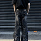 Retro Tattered Jeans Big Pocket Jeans Loose-fitting Wide-leg Trousers