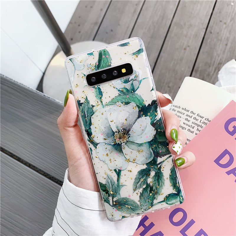 Gold foil flower mobile phone case