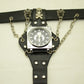 Skull rivet belt watch