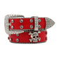 Rhinestone Skull Wide Belt Men