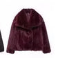 Winter Plush Coat Fashion Thicken Lapel Outwear Casual Long Sleeve Tops Womens Clothing