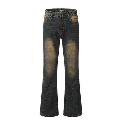 European And American Bootleg Pants Men's Design Niche Split Stitching Loose-fitting Wide-leg Trousers