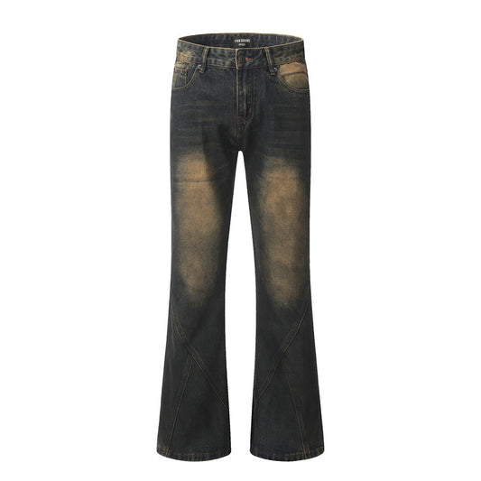 European And American Bootleg Pants Men's Design Niche Split Stitching Loose-fitting Wide-leg Trousers