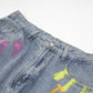 American Style Retro Street Hip Hop Graffiti Printing Loose Jeans For Men And Women