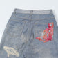 Design Color Matching Lace Denim Straight-leg Trousers Fashion
