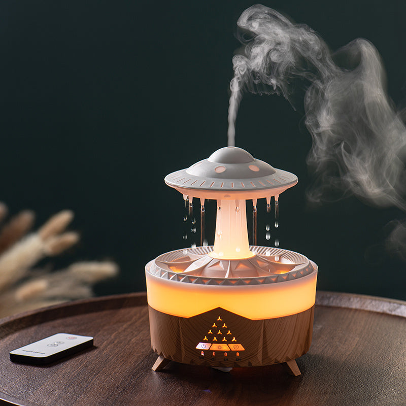 Raining Humidifier UFO Raindrop Aromatherapy Ultrasonic Water Drop Air Rain Humidifier 350ml 7 Colors LED Lamp Raindrop Aroma Diffuser