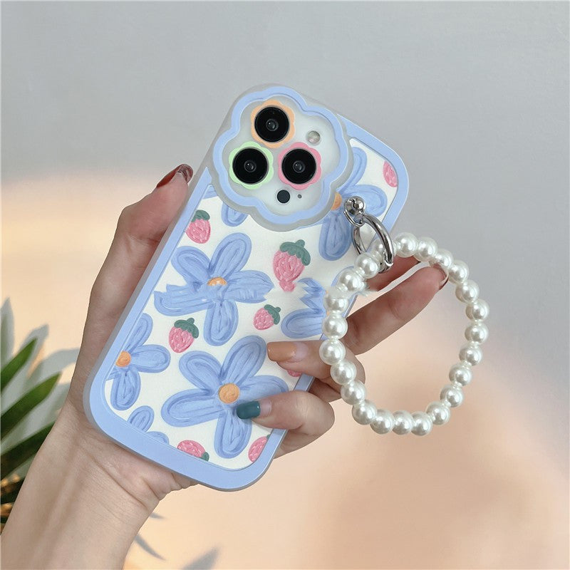 Blue Flower Pearl Mobile Phone Case