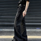 Double Zipper Slightly Flared Jeans Loose-fitting Wide-leg Trousers