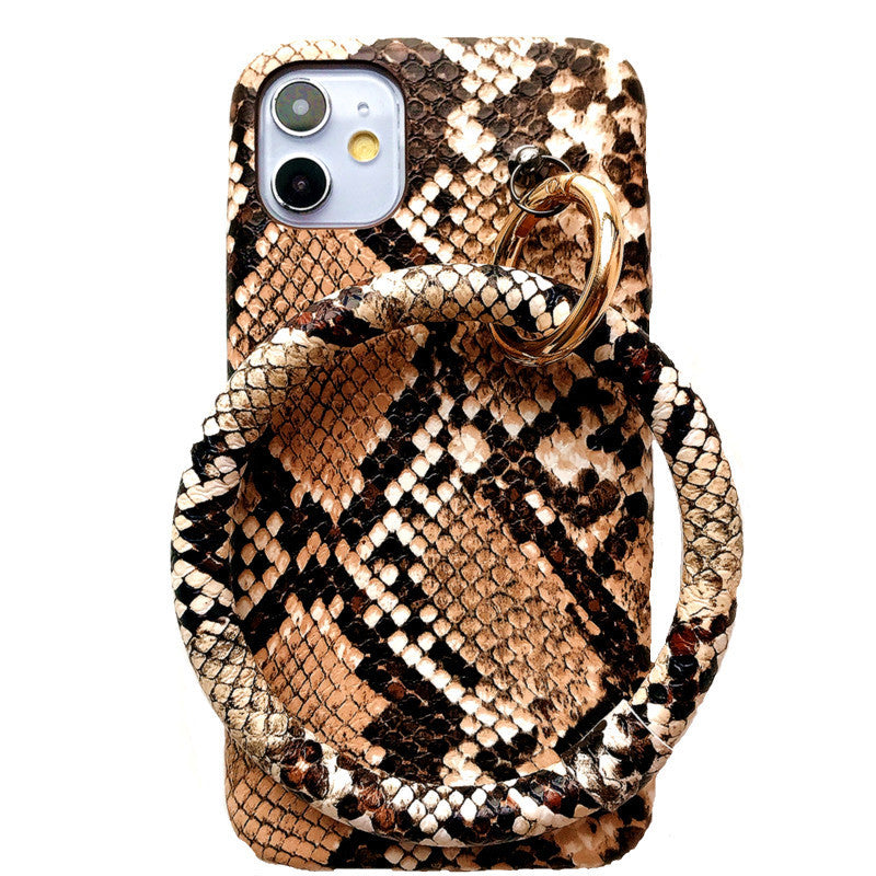 Compatible with Apple , Luxury snake print ring phone case