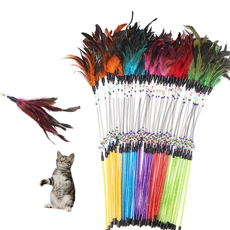 Spring bells, color beads, cat stick, feather cat stick, cat supplies