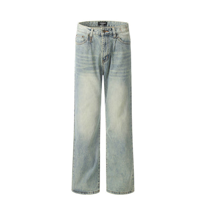 Retro Straight Jeans Men's Punk Distressed