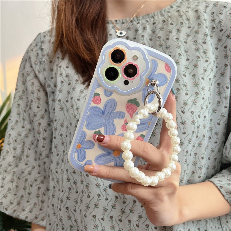 Blue Flower Pearl Mobile Phone Case