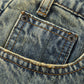 Contrast Color Knee Hole Denim Bell-bottom Pants Men